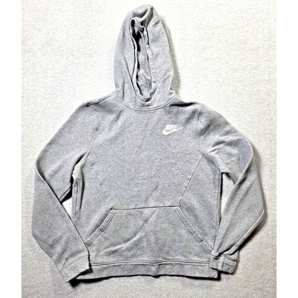 Nike Sportswear Hoodie Youth XL Gray Pullover Fleece Swoosh Logo Boy Girl XL